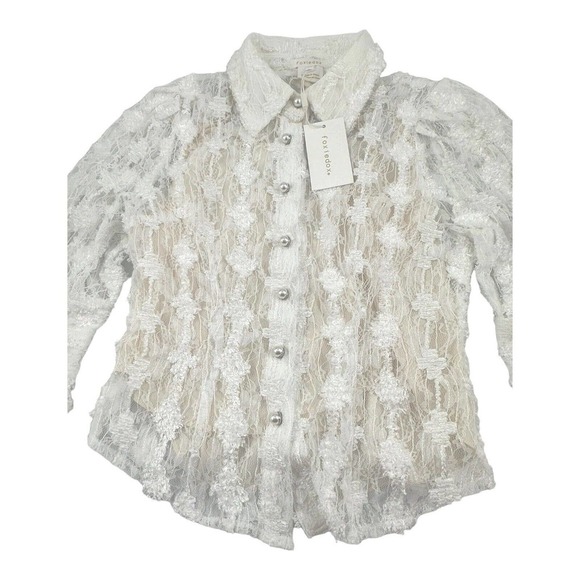 Foxiedox Long Sleeved Graceful Lace Pearl Buttons Victorian Blouse Size XS - Picture 4 of 11